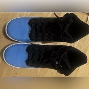7Y/8.5 Women Nike Jordan Black and Blue High Tops